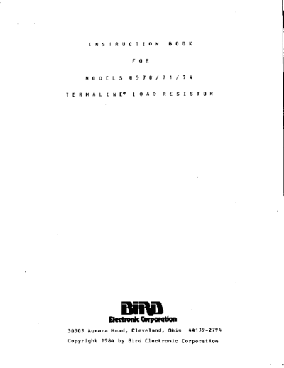 Bird BIRD 8570,71,74 Termaline Load Resistors (1984) WW  Bird BIRD 8570,71,74 Termaline Load Resistors (1984) WW.pdf