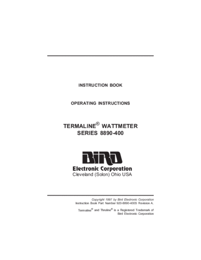 Bird BIRD 8890-400 Termaline Wattmeter (1997) WW  Bird BIRD 8890-400 Termaline Wattmeter (1997) WW.pdf