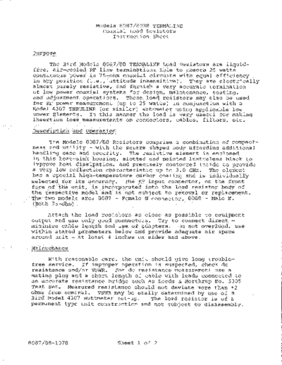 Bird BIRD 8087, 8088 Termaline Load Resistors WW  Bird BIRD 8087, 8088 Termaline Load Resistors WW.pdf