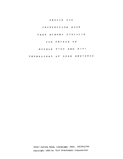 Bird BIRD 8790, 8791 Termaline Load Resistors (repair manual) WW  Bird BIRD 8790, 8791 Termaline Load Resistors (repair manual) WW.pdf