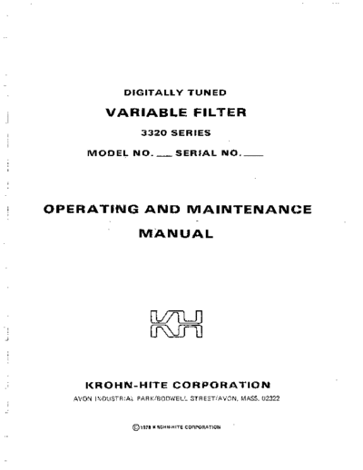 Krohn-Hite KROHNHITE 3320 3321 3322 3323 Operating Maintenance  Krohn-Hite KROHNHITE 3320_3321_3322_3323 Operating_Maintenance.pdf