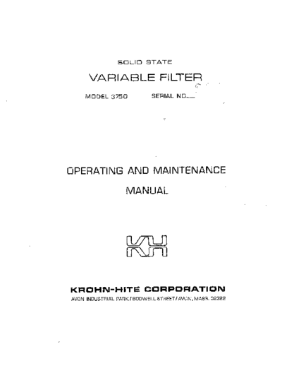 Krohn-Hite KROHNHITE 3750 Operating Maintenance  Krohn-Hite KROHNHITE 3750 Operating_Maintenance.pdf