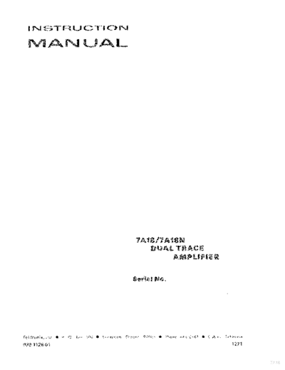 Tektronix 7A18, 7A18N Dual Trace Amplifier  Tektronix 7A18, 7A18N Dual Trace Amplifier.pdf