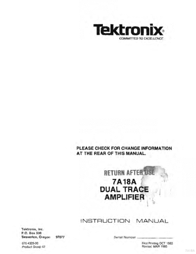 Tektronix 7A18A Dual-Trace Amplifier  Tektronix 7A18A Dual-Trace Amplifier.pdf