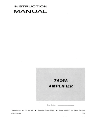 Tektronix 7A16A Amplifier  Tektronix 7A16A Amplifier.pdf