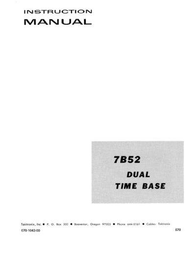 Tektronix 7B52 Dual Time Base (Oscilloscope Plugin) WW  Tektronix 7B52 Dual Time Base (Oscilloscope Plugin) WW.pdf