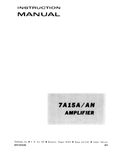 Tektronix 7A15A, 7A15AN Amplifier  Tektronix 7A15A, 7A15AN Amplifier.pdf