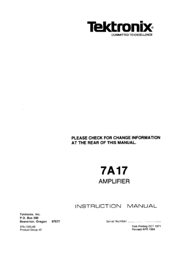 Tektronix 7A17 Amplifier  Tektronix 7A17 Amplifier.pdf