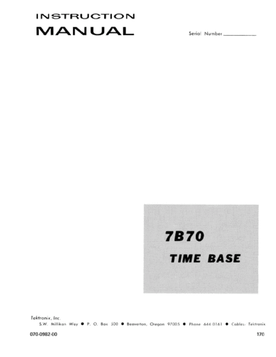 Tektronix 7B70 Time Base (Oscilloscope Plugin) (1970) WW  Tektronix 7B70 Time Base (Oscilloscope Plugin) (1970) WW.pdf