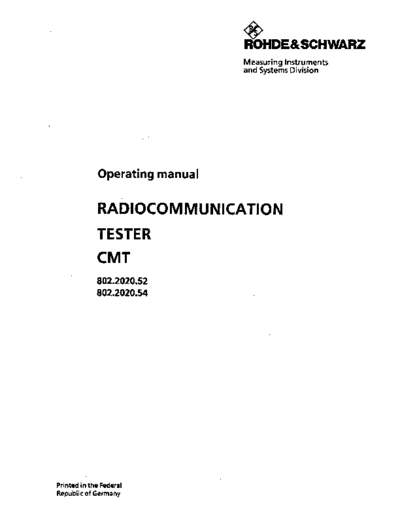 Rohde & Schwarz R&S CMT 52 252C 54 Operating  Rohde & Schwarz R&S CMT 52_252C 54 Operating.pdf