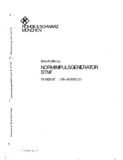 Rohde & Schwarz Rohde Schwarz STNF  Rohde & Schwarz Rohde_Schwarz_STNF.pdf