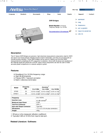 Anritsu Anritsu-Wiltron - SWR Bridge 87A50  Anritsu Anritsu-Wiltron - SWR Bridge 87A50.pdf