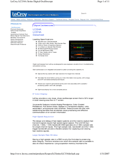 LeCroy LeCroy LC334A LC574AL Datasheet  LeCroy LeCroy_LC334A_LC574AL_Datasheet.pdf