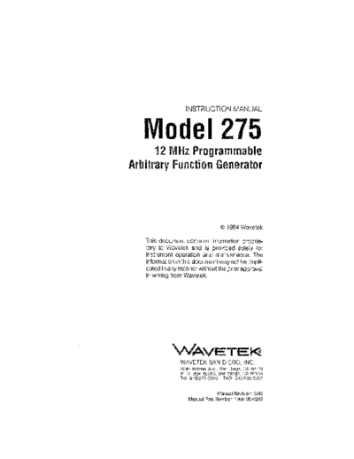 Wavetek WAV 275 Instruction  Wavetek WAV 275 Instruction.pdf