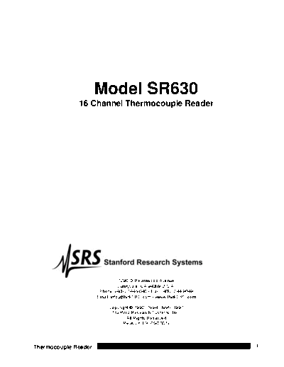 Stanford Research Systems STANFORD RESEARCH SYSTEMS SR630 Operation  Stanford Research Systems STANFORD RESEARCH SYSTEMS SR630 Operation.pdf