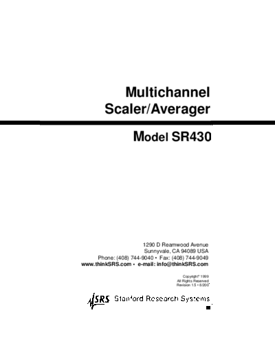 Stanford Research Systems STANFORD RESEARCH SYSTEMS SR430m1  Stanford Research Systems STANFORD RESEARCH SYSTEMS SR430m1.pdf