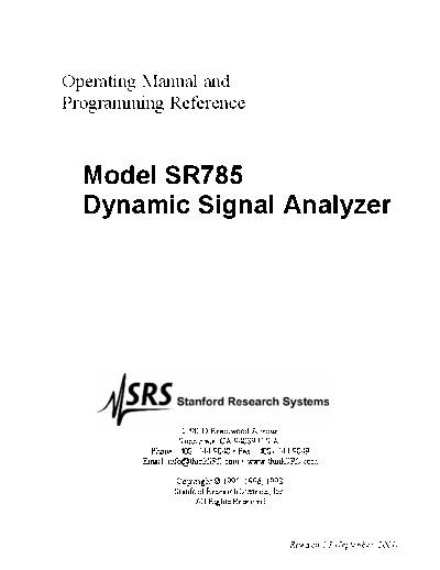 Stanford Research Systems STANFORD RESEARCH SYSTEMS SR785 Operations  Stanford Research Systems STANFORD RESEARCH SYSTEMS SR785 Operations.pdf