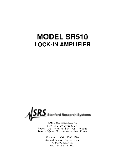 Stanford Research Systems STANFORD RESEARCH SYSTEMS SR510 Ops  Stanford Research Systems STANFORD RESEARCH SYSTEMS SR510 Ops.pdf