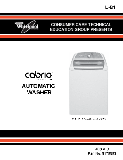 WHIRLPOOL 8178583 L-81 Whirlpool Cabrio Automatic Washer  WHIRLPOOL 8178583 L-81 Whirlpool Cabrio Automatic Washer.pdf