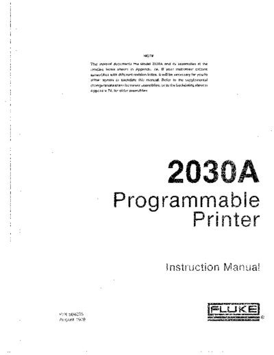 Fluke FLUKE 2030A Programmable Printer Instruction  Fluke FLUKE 2030A Programmable Printer Instruction.pdf