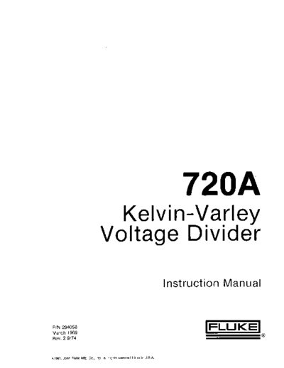 Fluke Fluke 720A Kelvin-Varley Voltage Divider Instruction Manual  Fluke Fluke_720A_Kelvin-Varley_Voltage_Divider_Instruction_Manual.pdf