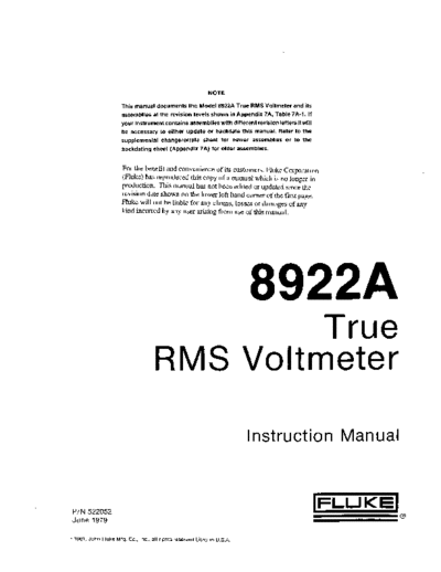 Fluke 8922A Instruction  Fluke FLUKE 8922A Instruction.pdf