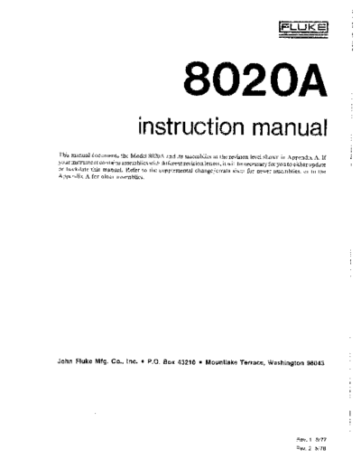 Fluke FLUKE 8020A Instruction  Fluke FLUKE 8020A Instruction.pdf