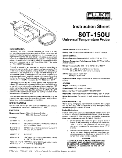 Fluke FLUKE 80T-150U Instruction Sheet  Fluke FLUKE 80T-150U Instruction Sheet.pdf