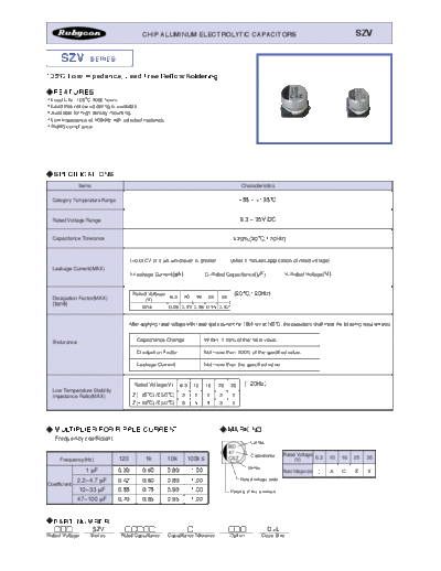 Rubycon [smd] SZV Series  . Electronic Components Datasheets Passive components capacitors Rubycon Rubycon [smd] SZV Series.pdf