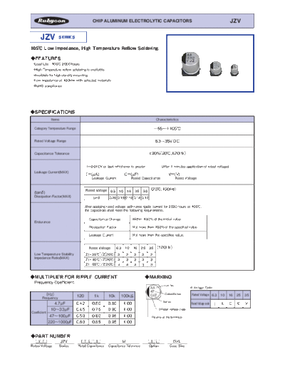 Rubycon [smd] JZV Series  . Electronic Components Datasheets Passive components capacitors Rubycon Rubycon [smd] JZV Series.pdf