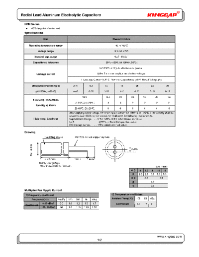 Kingcap [non-polar radial] NPH Series  . Electronic Components Datasheets Passive components capacitors Kingcap Kingcap [non-polar radial] NPH Series.pdf