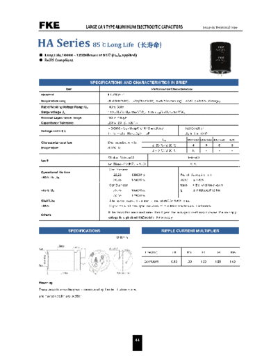 FKE [snap-in] HA SERIES Series  . Electronic Components Datasheets Passive components capacitors FKE FKE [snap-in] HA SERIES Series.pdf