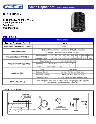 SC [Shine] SC [snap-in] CD293H Series  . Electronic Components Datasheets Passive components capacitors SC [Shine] SC [snap-in] CD293H Series.pdf