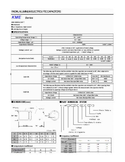Nicon KME [radial thru-hole] Series  . Electronic Components Datasheets Passive components capacitors Nicon Nicon KME [radial thru-hole] Series.pdf