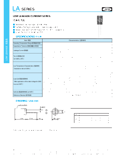 JFD [Jinfuda] JFD [radial thru-hole] LA Series  . Electronic Components Datasheets Passive components capacitors JFD [Jinfuda] JFD [radial thru-hole] LA Series.pdf