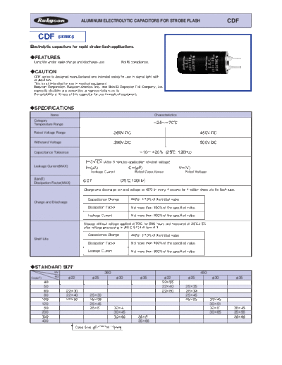 Rubycon [snap-in] CDF Series  . Electronic Components Datasheets Passive components capacitors Rubycon Rubycon [snap-in] CDF Series.pdf