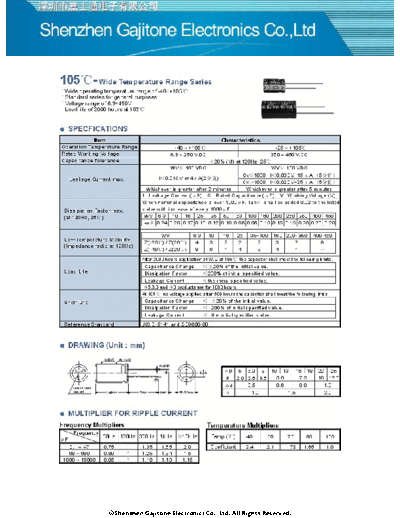 GJT [Gajitone] GJT [radial thru-hole] 105C Series  . Electronic Components Datasheets Passive components capacitors GJT [Gajitone] GJT [radial thru-hole] 105C Series.pdf