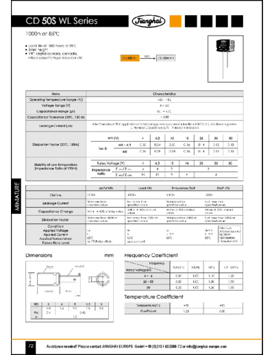 Jianghai [radial thru-hole] WL Series  . Electronic Components Datasheets Passive components capacitors Jianghai Jianghai [radial thru-hole] WL Series.pdf