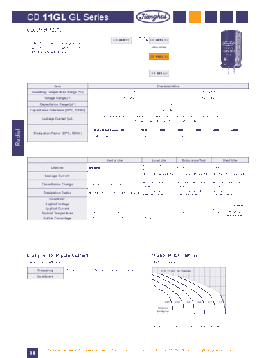 Jianghai [radial thru-hole] GL Series  . Electronic Components Datasheets Passive components capacitors Jianghai Jianghai [radial thru-hole] GL Series.pdf