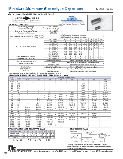 NIC [radial thru-hole] NRSA Series  . Electronic Components Datasheets Passive components capacitors NIC NIC [radial thru-hole] NRSA Series.pdf