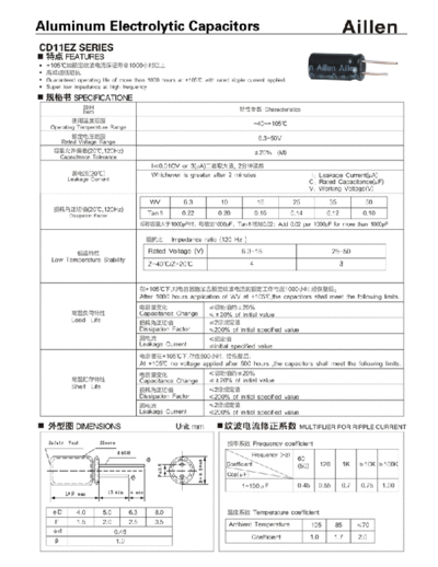 Aillen [radial thru-hole] CD11EZ Series  . Electronic Components Datasheets Passive components capacitors Aillen Aillen [radial thru-hole] CD11EZ Series.pdf