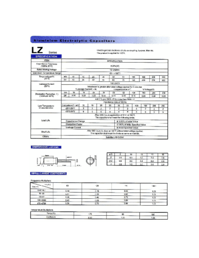 Chang-Chang [radial thru-hole] LZ Series  . Electronic Components Datasheets Passive components capacitors Chang-Chang chang-chang [radial thru-hole] LZ Series.pdf