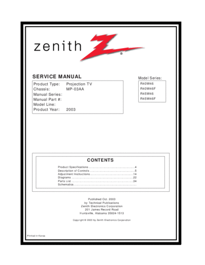 ZENITH zenith r40 45w46 chassis mp-03aa  ZENITH Proj TV MP03AA chassis zenith_r40_45w46_chassis_mp-03aa.pdf