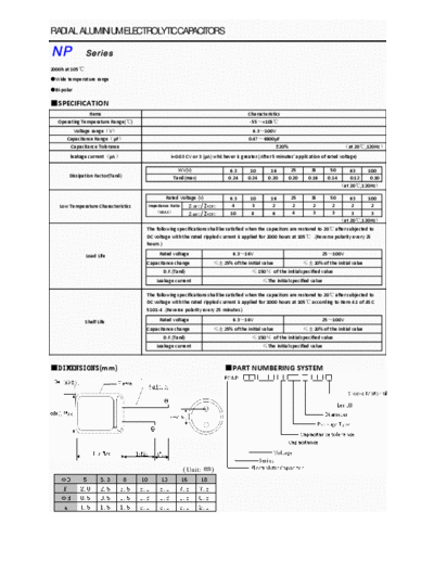 Nicon NP [radial thru-hole] Series  . Electronic Components Datasheets Passive components capacitors Nicon Nicon NP [radial thru-hole] Series.pdf