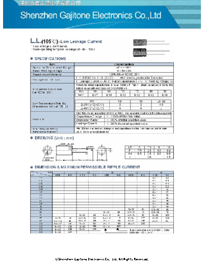 GJT [Gajitone] GJT [radial thru-hole] LL-105 Series  . Electronic Components Datasheets Passive components capacitors GJT [Gajitone] GJT [radial thru-hole] LL-105 Series.pdf