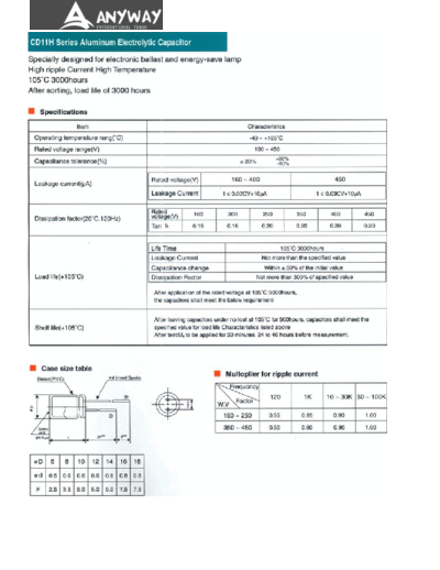 HZC [Anyway Int.] HZC [radial thru-hole] CD11H Series  . Electronic Components Datasheets Passive components capacitors HZC [Anyway Int.] HZC [radial thru-hole] CD11H Series.pdf