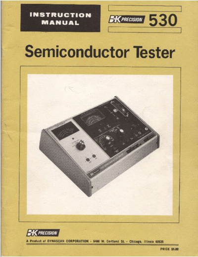 B&K B&K 530 Semiconductor Tester  . Rare and Ancient Equipment B&K B&K 530 Semiconductor Tester.pdf