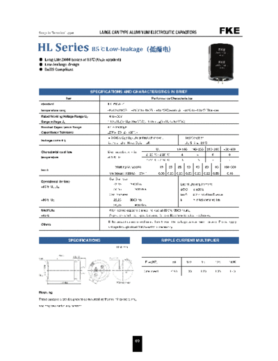 FKE [snap-in] HL SERIES Series  . Electronic Components Datasheets Passive components capacitors FKE FKE [snap-in] HL SERIES Series.pdf