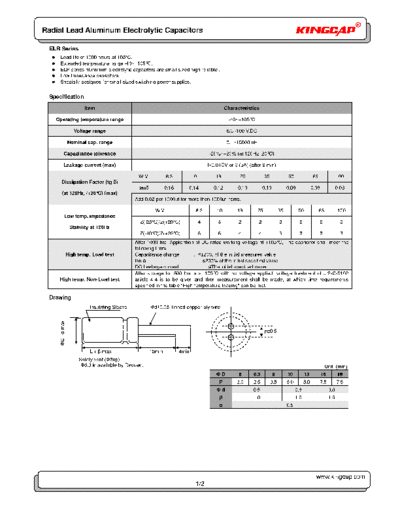 Kingcap [radial] ELR Series  . Electronic Components Datasheets Passive components capacitors Kingcap Kingcap [radial] ELR Series.pdf