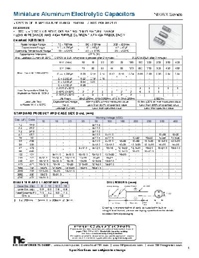 NIC [radial thru-hole] NRWX Series  . Electronic Components Datasheets Passive components capacitors NIC NIC [radial thru-hole] NRWX Series.pdf